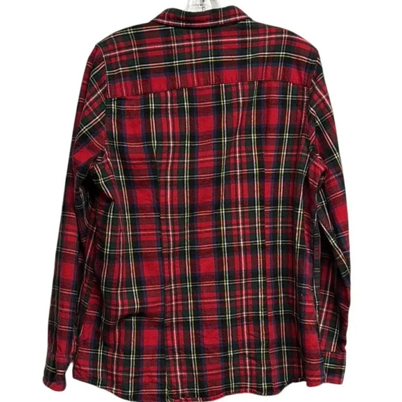 Men's LL Bean Red Tartan Plaid Flannel Button Up Flannel Shirt Size Large (L) - Picture 2 of 6